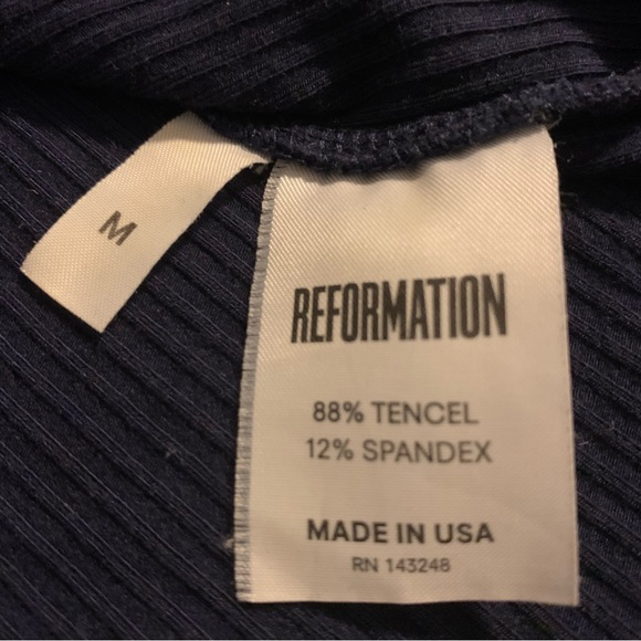 9. Reformation Alexa Navy Blue Ribbed Tank Mini Dress Size M - Picture 8 of 9